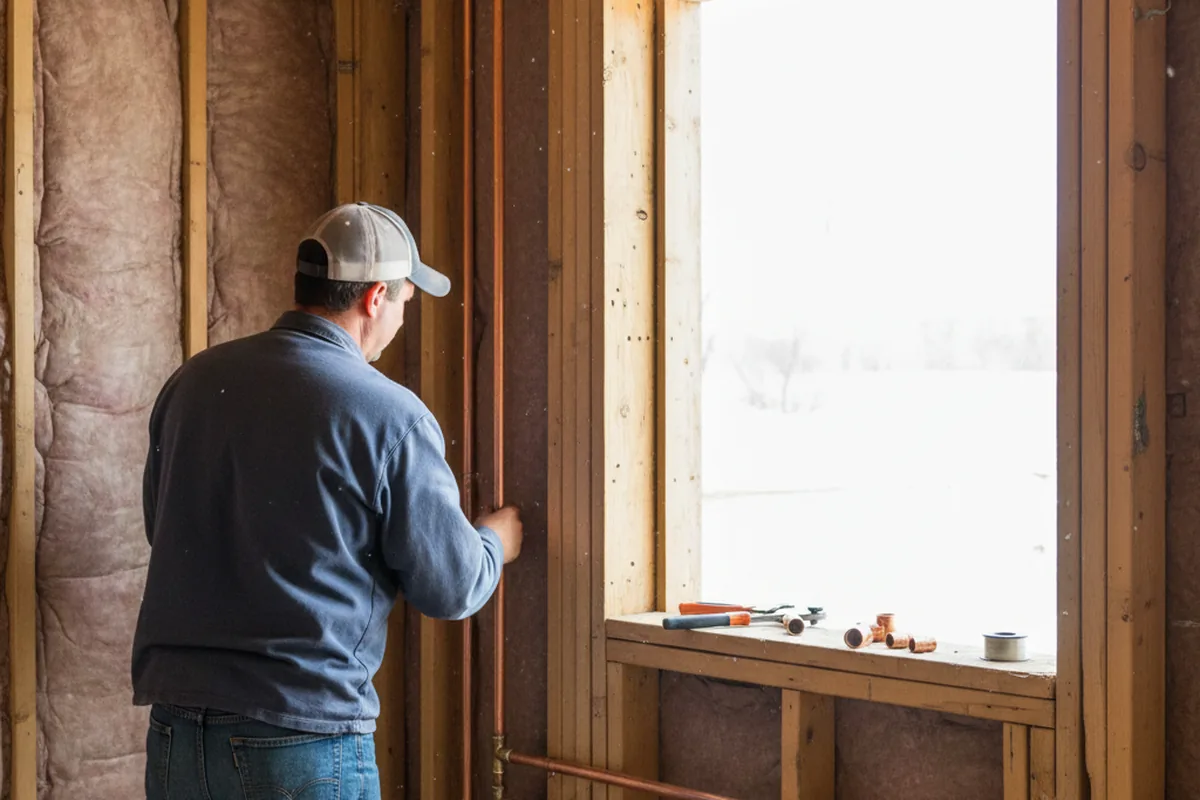 Licensed plumber running new copper supply lines in a Hurley home