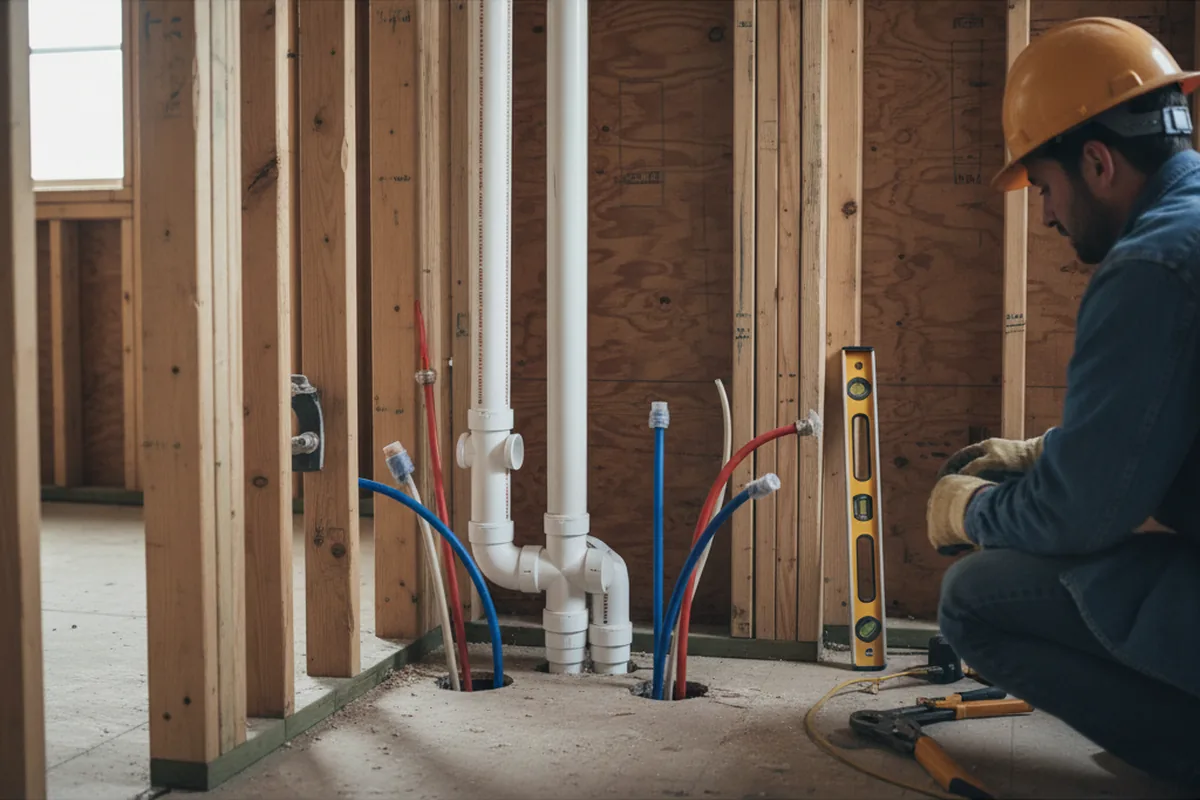Drain and supply rough-in during Drain Cleaning in Hurley